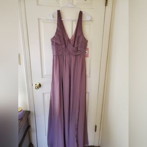 Birdy Grey Laurie Empire Chiffon Bridesmaids Dress in Dark Mauve